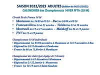 Programme des compétitions Hiver Adultes 2022-2023